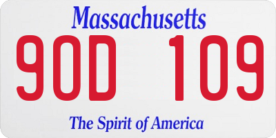 MA license plate 9OD109