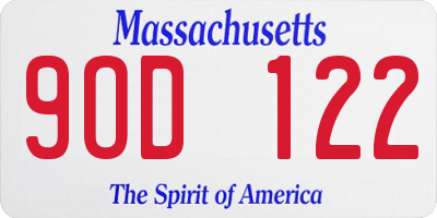 MA license plate 9OD122
