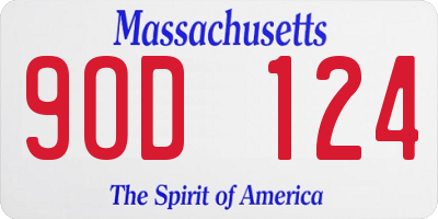 MA license plate 9OD124