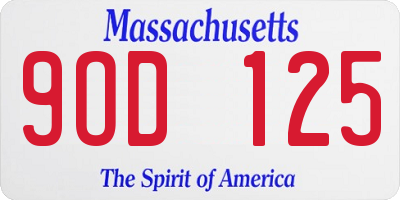 MA license plate 9OD125