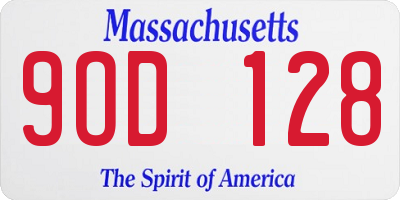 MA license plate 9OD128