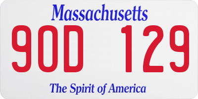 MA license plate 9OD129