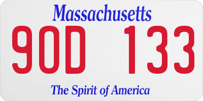 MA license plate 9OD133