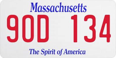 MA license plate 9OD134