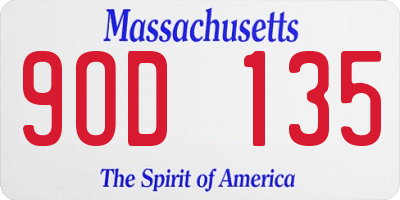 MA license plate 9OD135