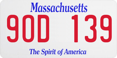 MA license plate 9OD139