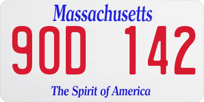 MA license plate 9OD142