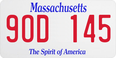 MA license plate 9OD145