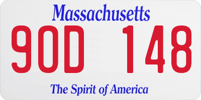 MA license plate 9OD148