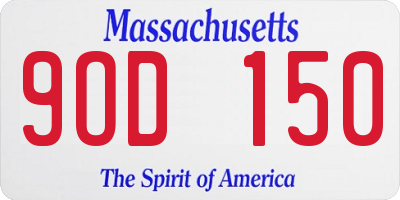 MA license plate 9OD150