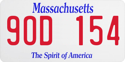 MA license plate 9OD154
