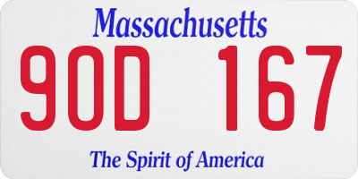 MA license plate 9OD167