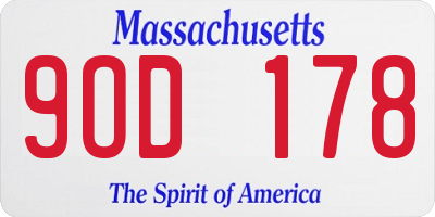 MA license plate 9OD178