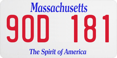 MA license plate 9OD181