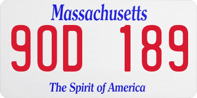 MA license plate 9OD189
