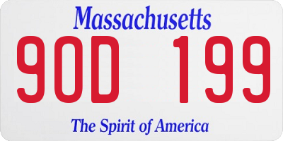 MA license plate 9OD199