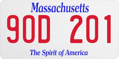 MA license plate 9OD201