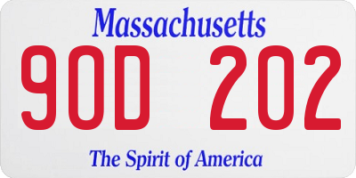 MA license plate 9OD202