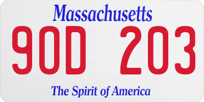 MA license plate 9OD203