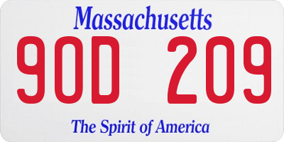 MA license plate 9OD209