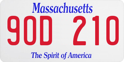 MA license plate 9OD210