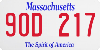 MA license plate 9OD217