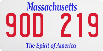 MA license plate 9OD219