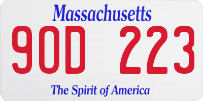 MA license plate 9OD223