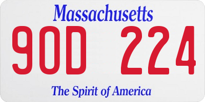 MA license plate 9OD224