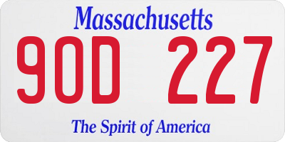 MA license plate 9OD227