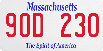MA license plate 9OD230