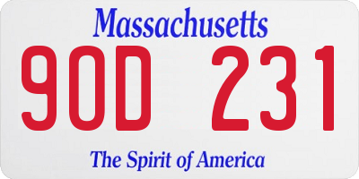 MA license plate 9OD231