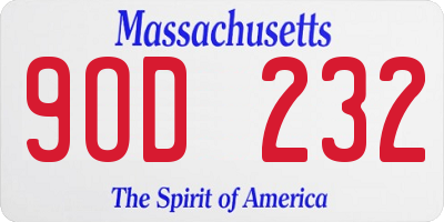 MA license plate 9OD232