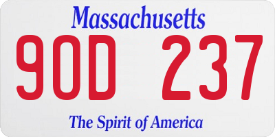 MA license plate 9OD237