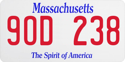 MA license plate 9OD238