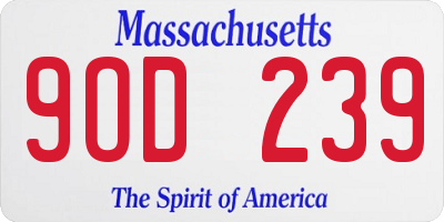 MA license plate 9OD239