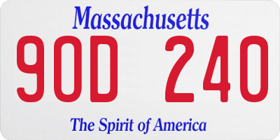 MA license plate 9OD240