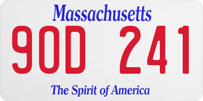 MA license plate 9OD241