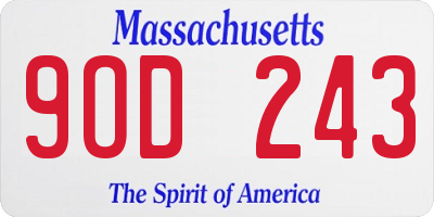 MA license plate 9OD243