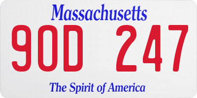 MA license plate 9OD247