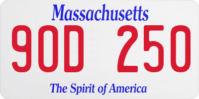 MA license plate 9OD250