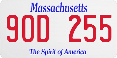 MA license plate 9OD255