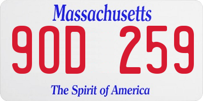 MA license plate 9OD259
