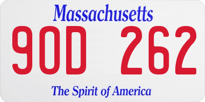 MA license plate 9OD262