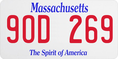 MA license plate 9OD269