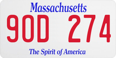 MA license plate 9OD274