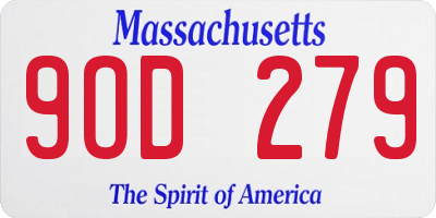 MA license plate 9OD279