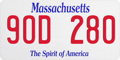 MA license plate 9OD280