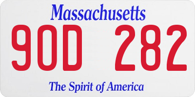 MA license plate 9OD282