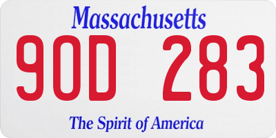 MA license plate 9OD283